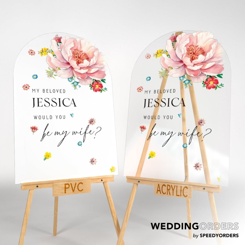 Custom Wildflower Engagement Welcome Sign, Custom Engagement Entrance Sign - SpeedyOrders