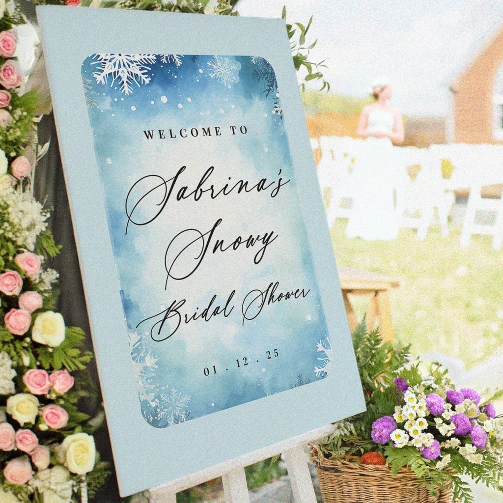 Custom Winter Sign For Bridal Shower Decorations, Personalized Snow Bridal Shower Welcome Sign - SpeedyOrders