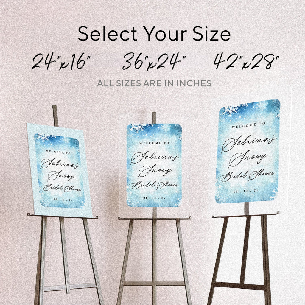 Custom Winter Sign For Bridal Shower Decorations, Personalized Snow Bridal Shower Welcome Sign - SpeedyOrders