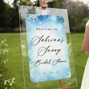 Custom Winter Sign For Bridal Shower Decorations, Personalized Snow Bridal Shower Welcome Sign - SpeedyOrders