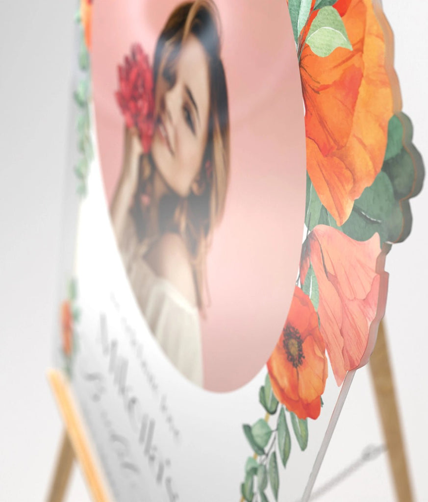 Customizable Orange Floral Bridal Shower Welcome Sign - SpeedyOrders