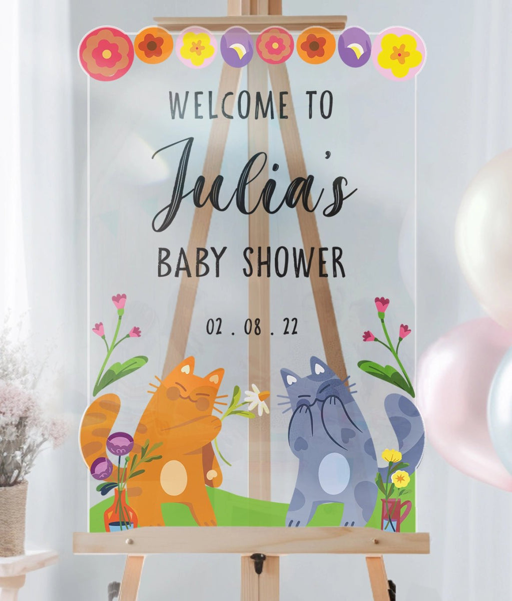 Cute Cats Baby Shower Welcome Sign - SpeedyOrders
