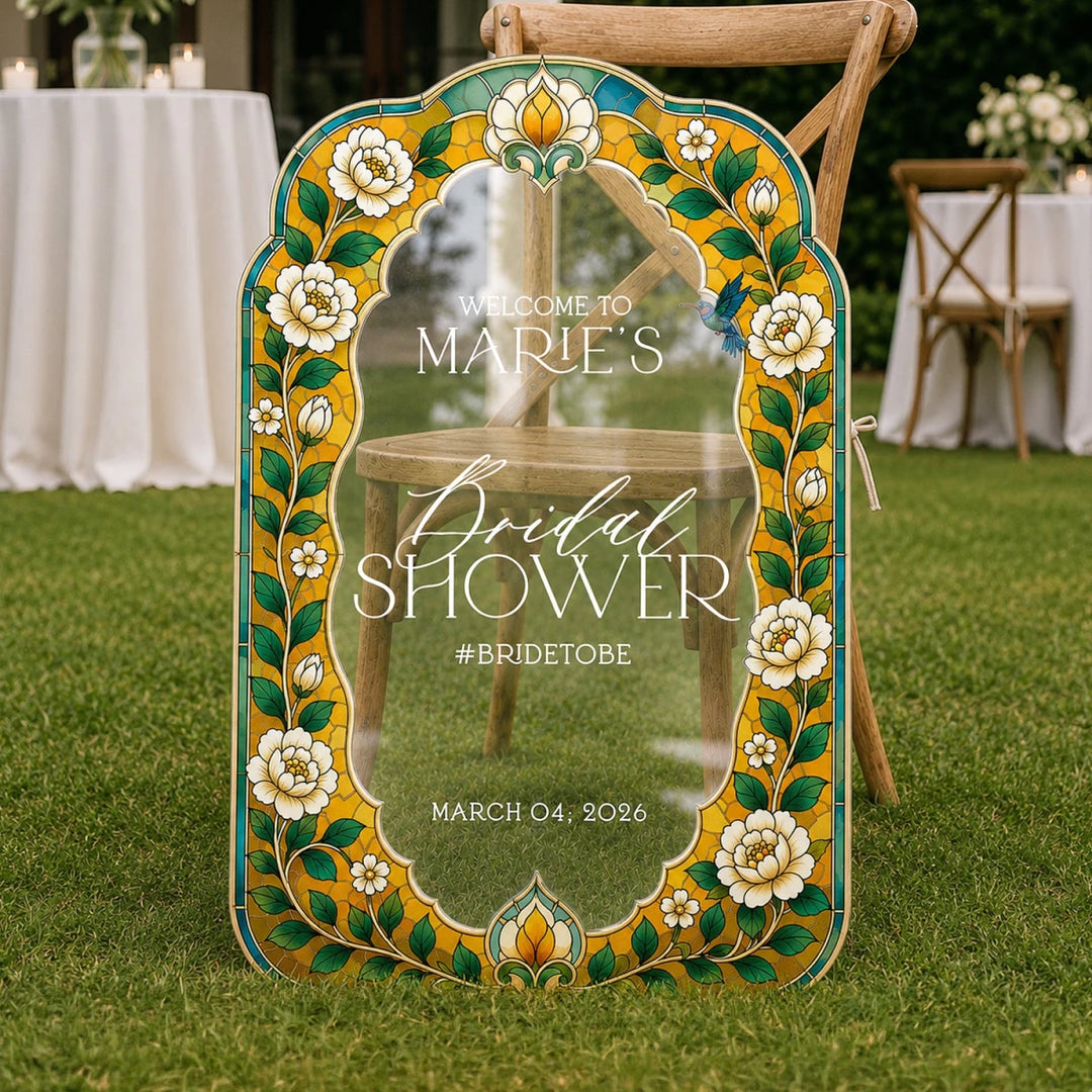 Daisy Mirror Frame Bridal Shower Welcome Sign - SpeedyOrders