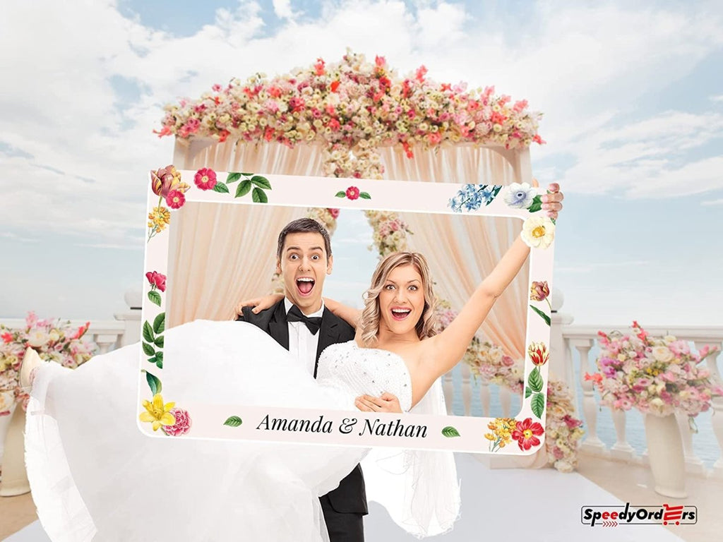 Dazzling Floral Themed Wedding Ceremony Photo Booth Frame - SpeedyOrders
