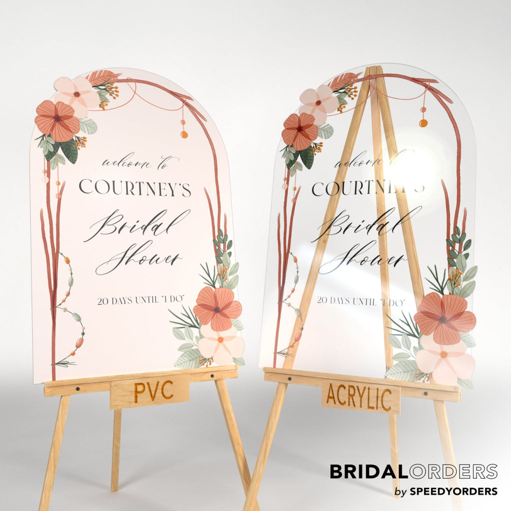 Elegant Customizable Bridal Shower Welcome Sign with Blossom Illustrations - SpeedyOrders