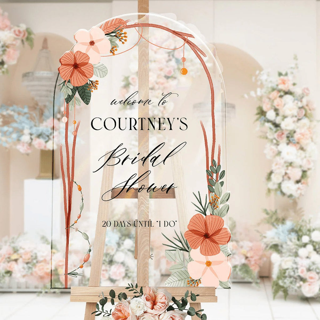 Elegant Customizable Bridal Shower Welcome Sign with Blossom Illustrations - SpeedyOrders