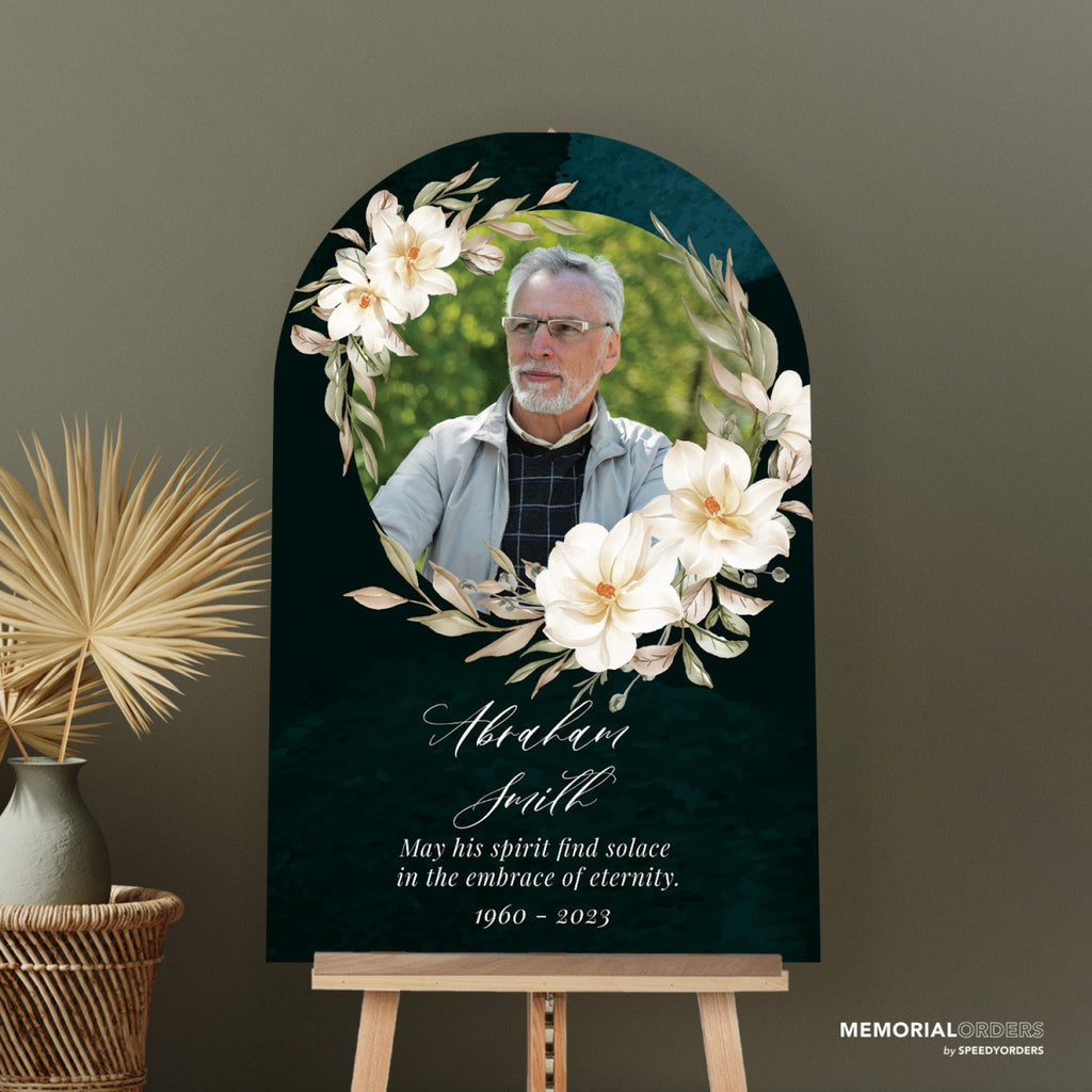 Elegant Floral Embrace Memorial Sign - SpeedyOrders