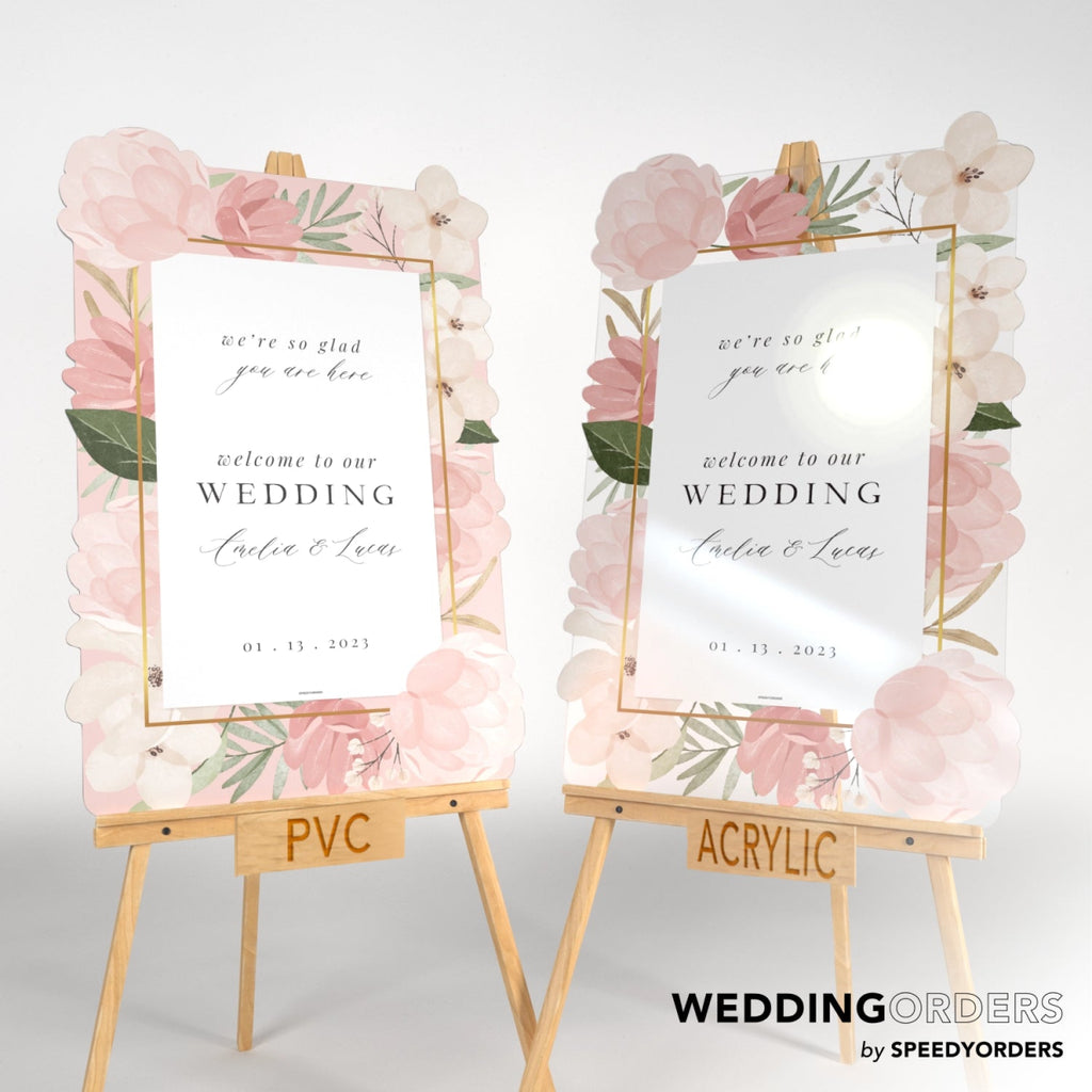 Elegant Floral Wedding Welcome Sign - SpeedyOrders