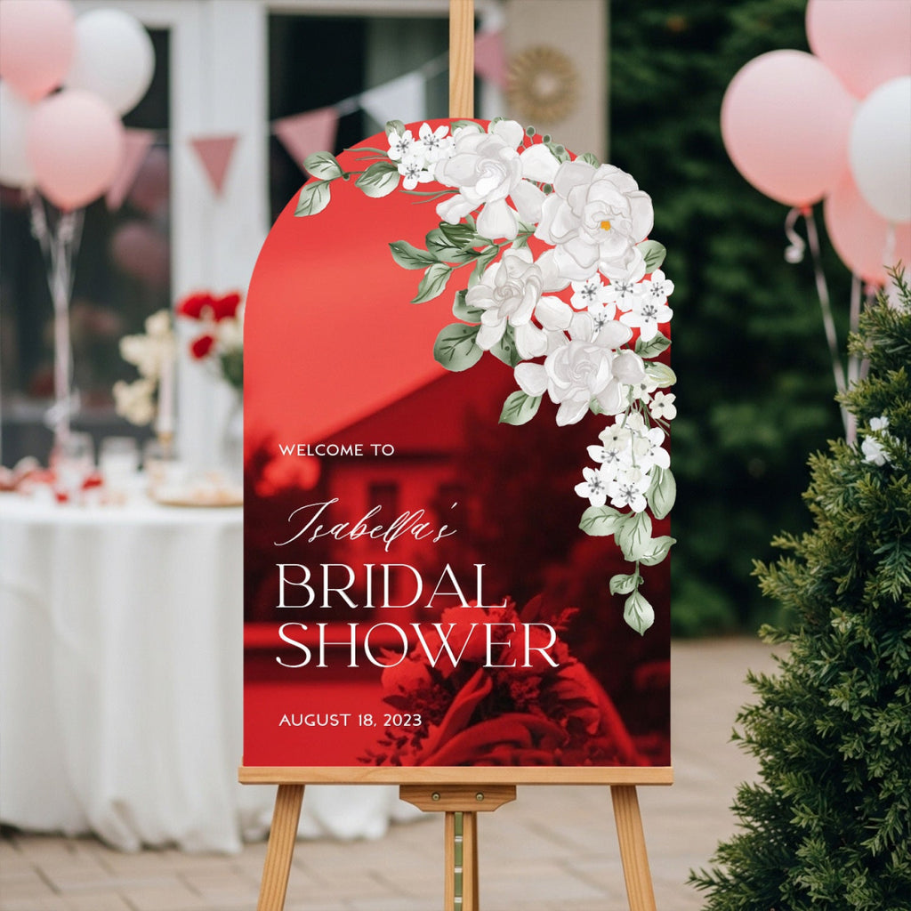Elegant White Floral Bridal Shower Welcome Sign - SpeedyOrders