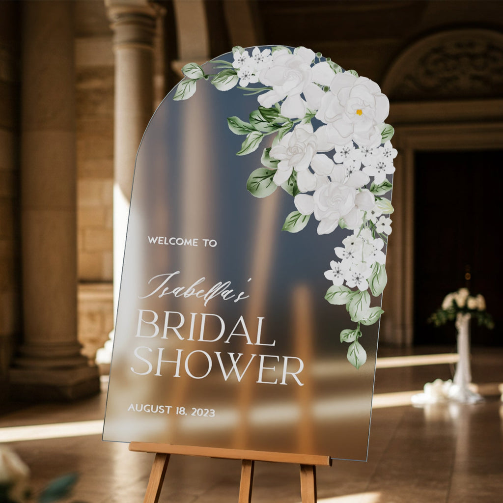 Elegant White Floral Bridal Shower Welcome Sign - SpeedyOrders