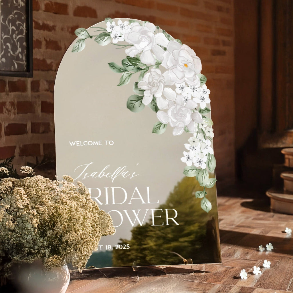 Elegant White Floral Bridal Shower Welcome Sign - SpeedyOrders