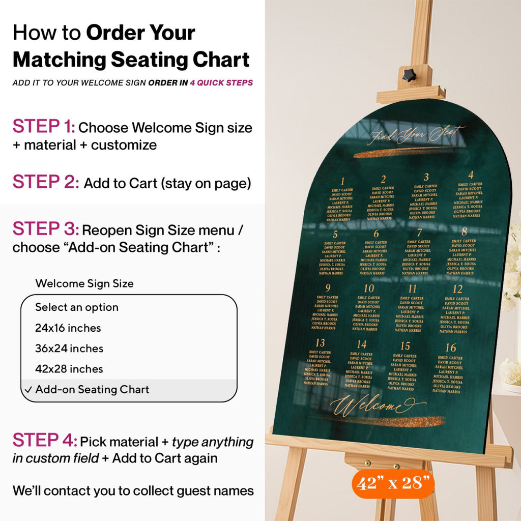 Emerald Green Wedding Sign, Custom Emerald Green And Gold Wedding Welcome Sign - SpeedyOrders