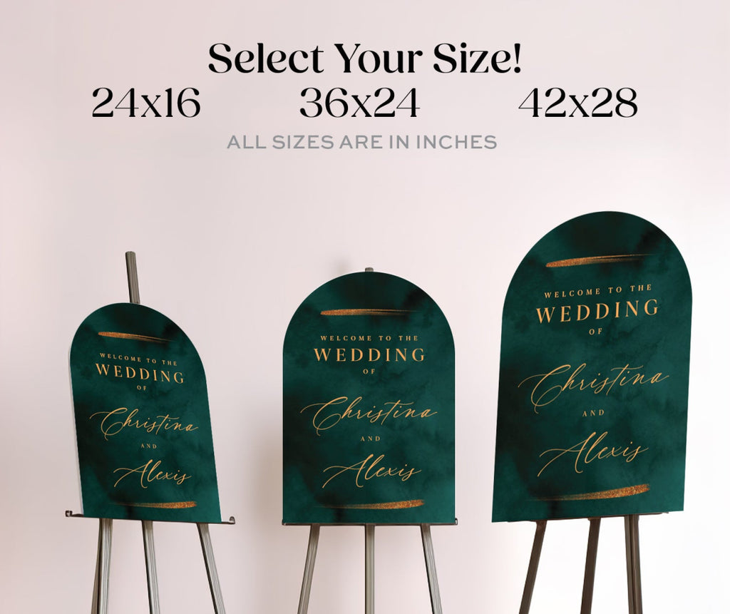 Emerald Green Wedding Sign, Custom Emerald Green And Gold Wedding Welcome Sign - SpeedyOrders