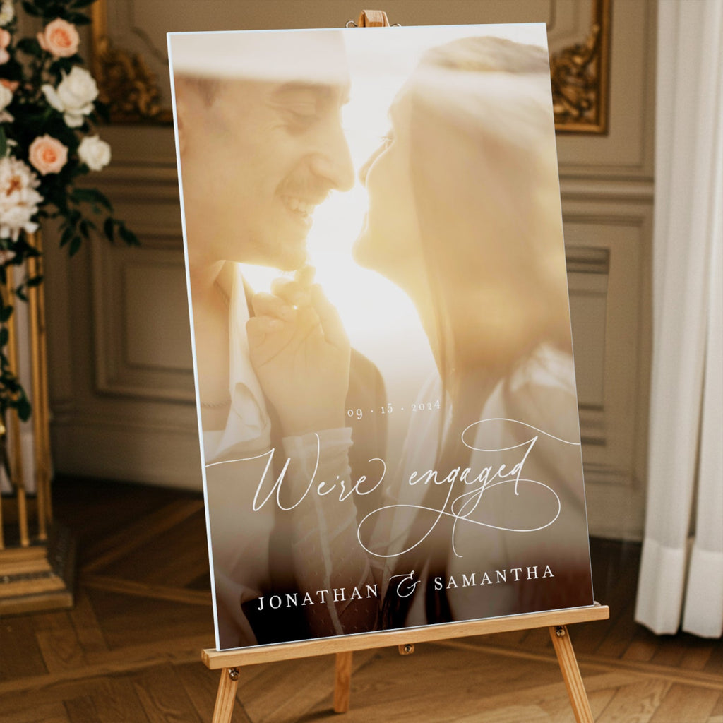 Ring Engaged Sign Engagement Photo Sign, Engagement Welcome Sign, We’re Engaged Sign ...