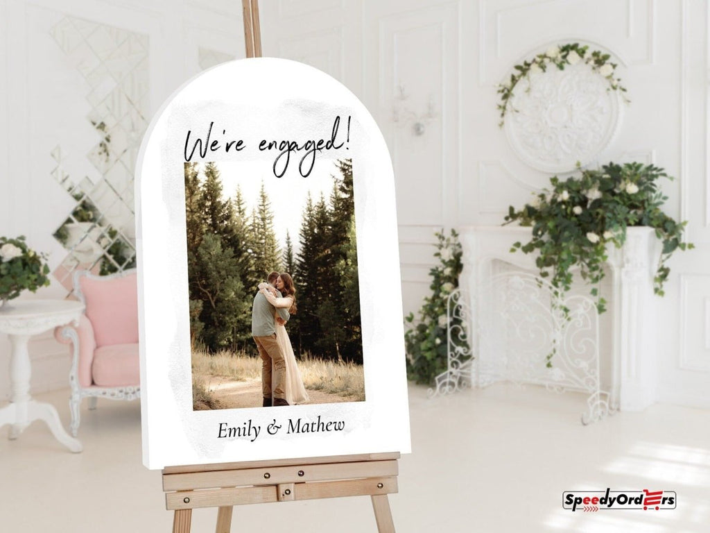 Engagement Sign, Wedding Engagement Party Welcome Sign With Photo - SpeedyOrders