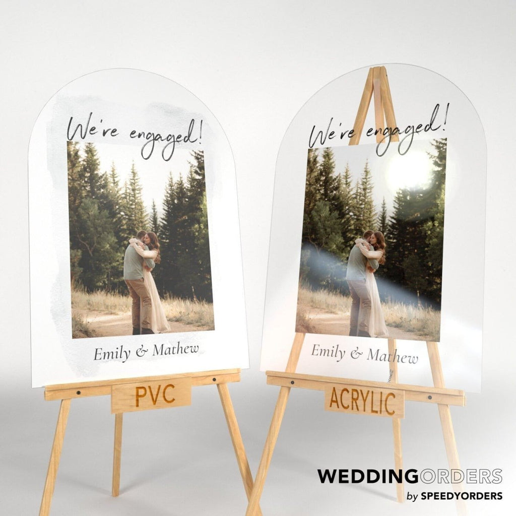 Engagement Sign, Wedding Engagement Party Welcome Sign With Photo - SpeedyOrders