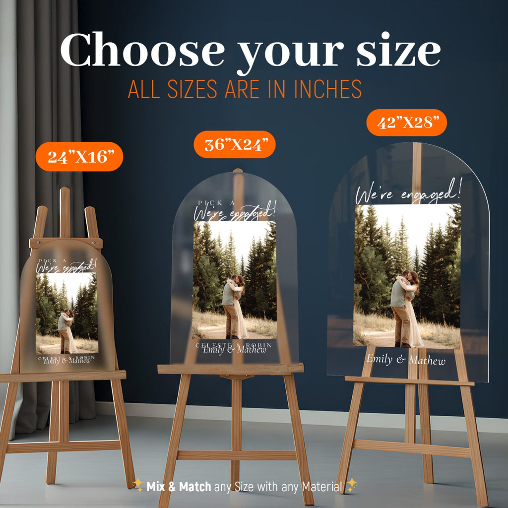 Engagement Sign, Wedding Engagement Party Welcome Sign With Photo - SpeedyOrders