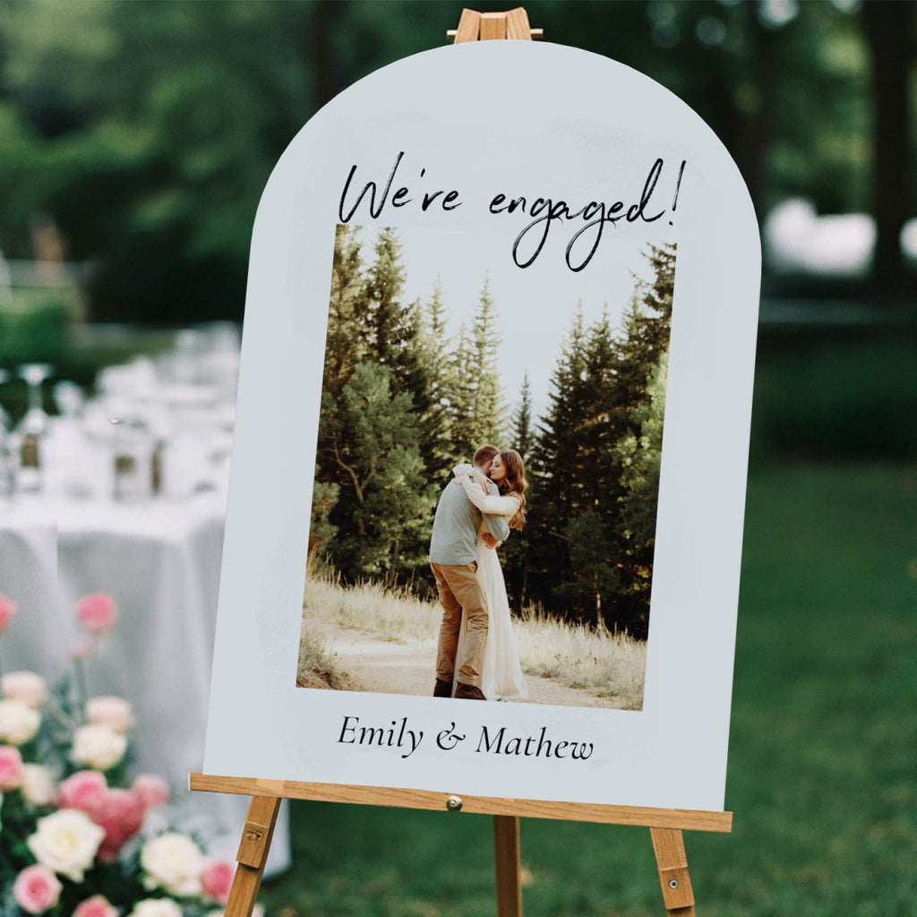 Engagement Sign, Wedding Engagement Party Welcome Sign With Photo - SpeedyOrders