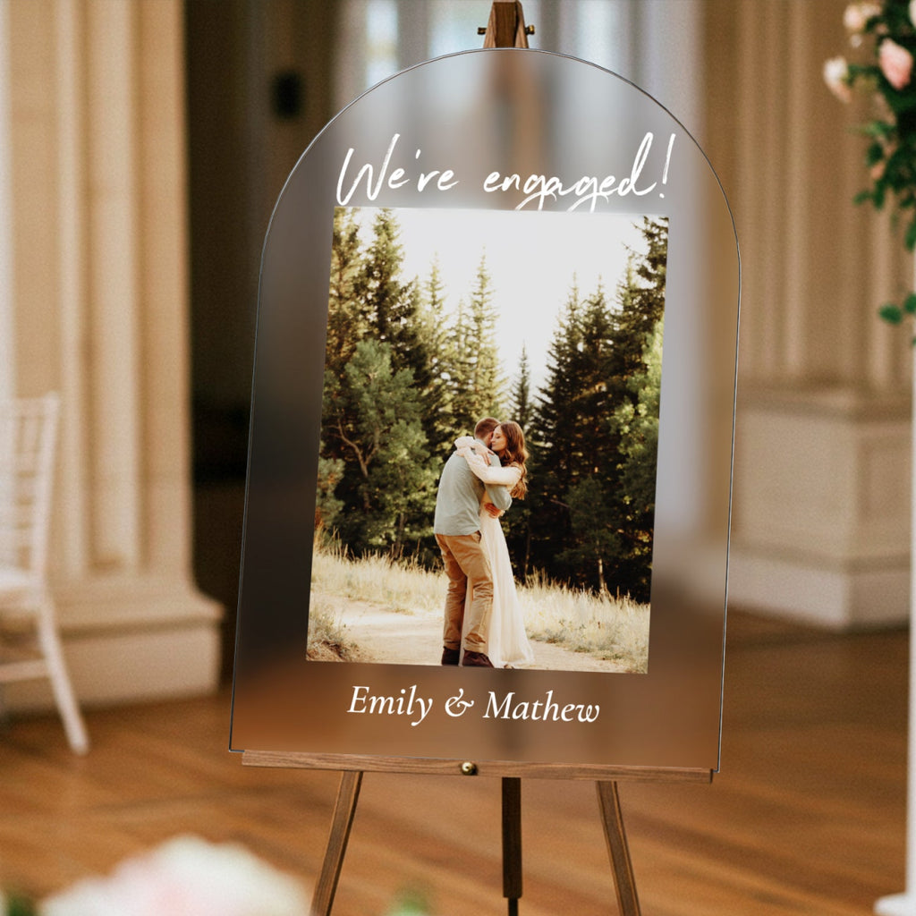 Engagement Sign, Wedding Engagement Party Welcome Sign With Photo - SpeedyOrders