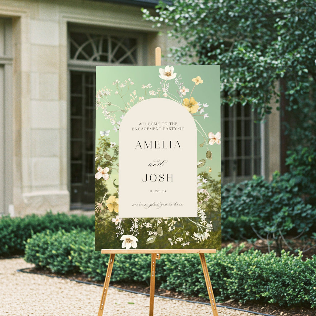 Engagement Sign, Wildflowers Engagement Welcome Sign - SpeedyOrders