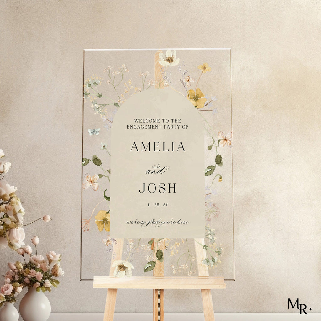 Engagement Sign, Wildflowers Engagement Welcome Sign - SpeedyOrders