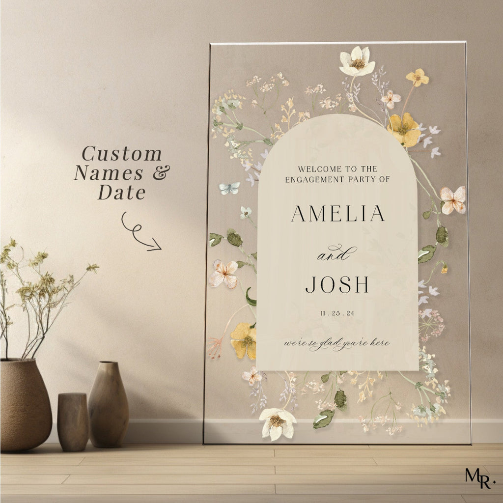Engagement Sign, Wildflowers Engagement Welcome Sign - SpeedyOrders