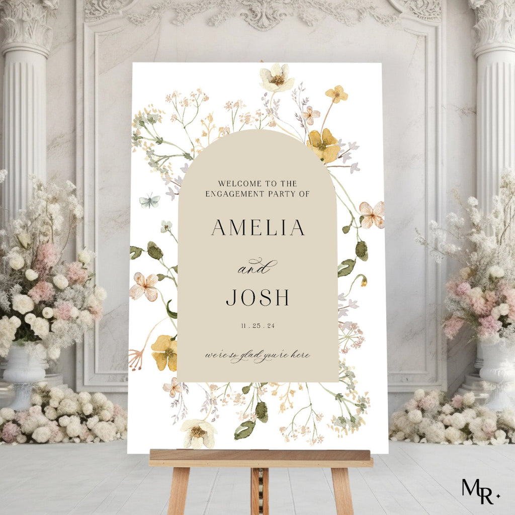 Engagement Sign, Wildflowers Engagement Welcome Sign - SpeedyOrders