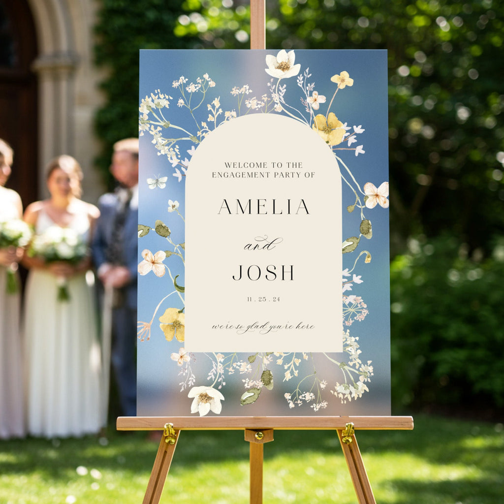 Engagement Sign, Wildflowers Engagement Welcome Sign - SpeedyOrders