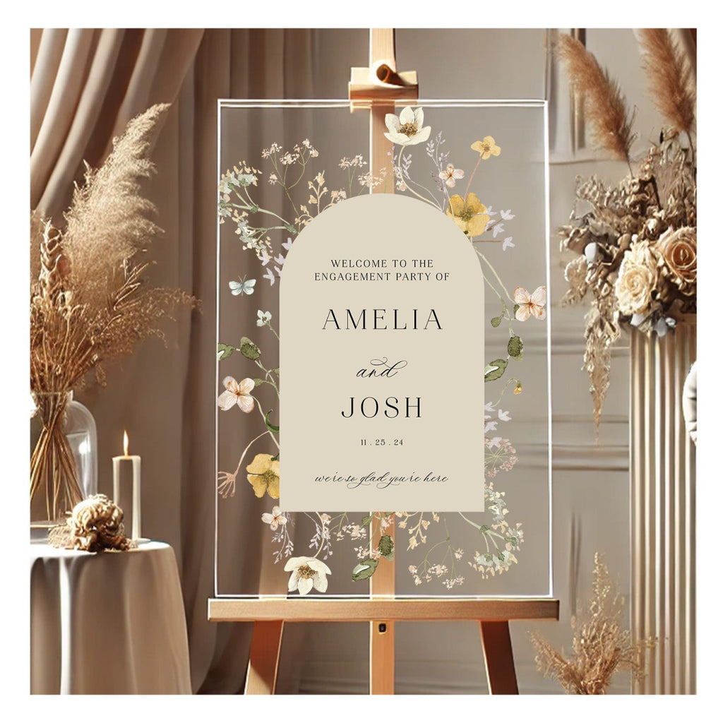 Engagement Sign, Wildflowers Engagement Welcome Sign - SpeedyOrders