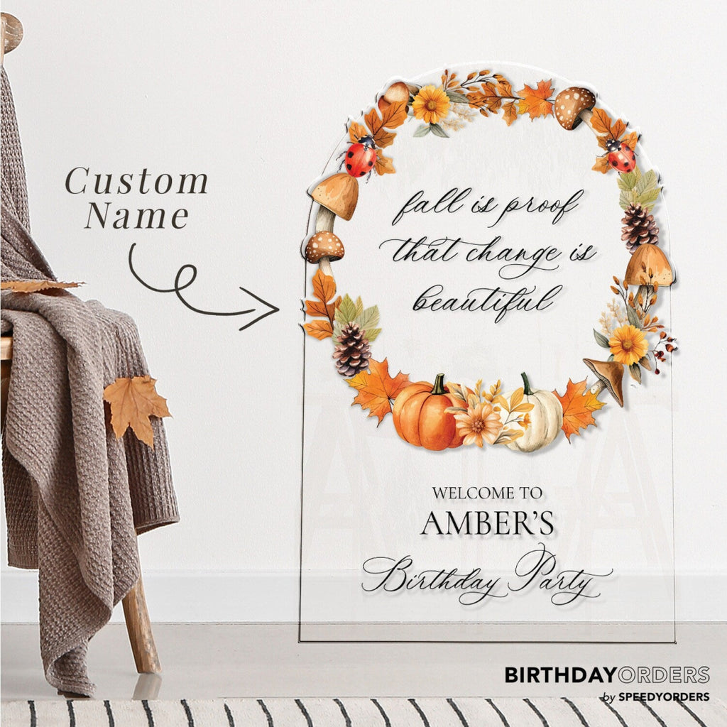Fall Birthday Party Sign, Fall Birthday Welcome Sign - SpeedyOrders