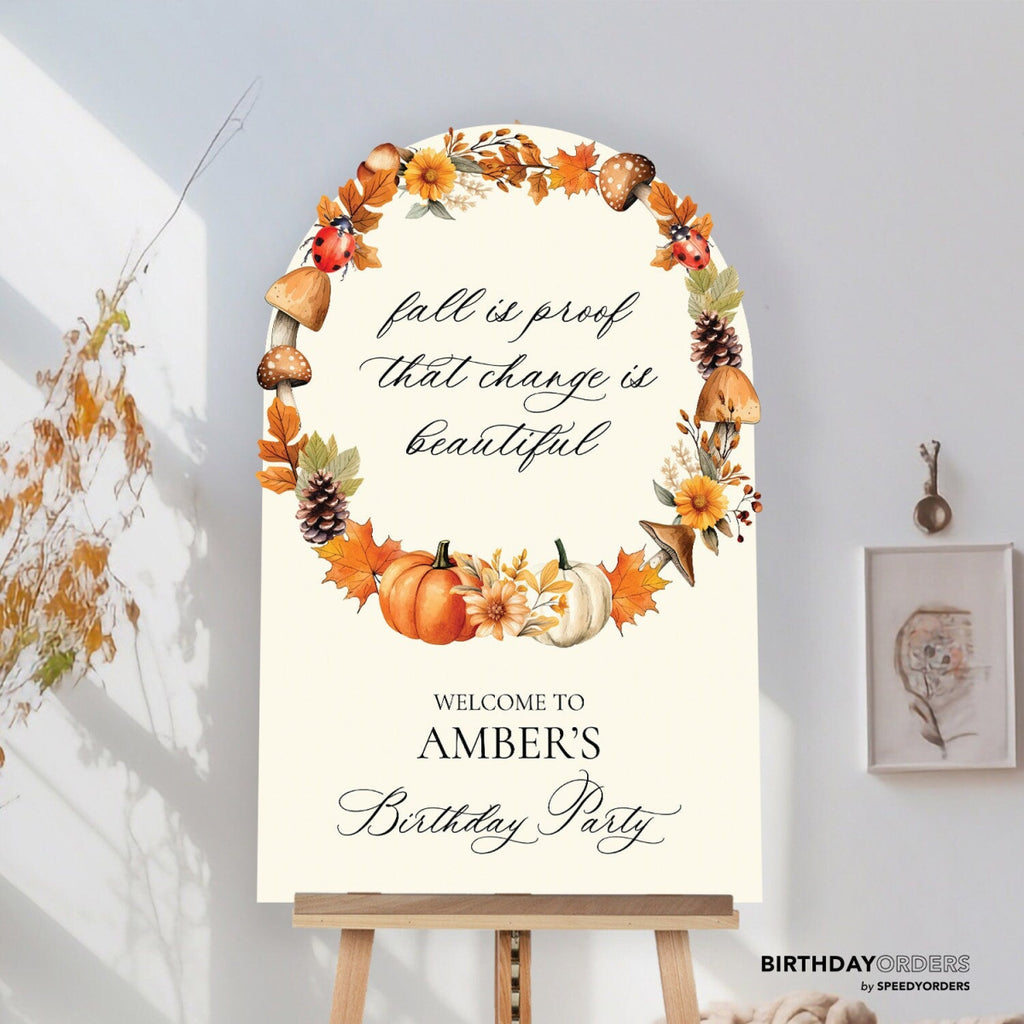 Fall Birthday Party Sign, Fall Birthday Welcome Sign - SpeedyOrders