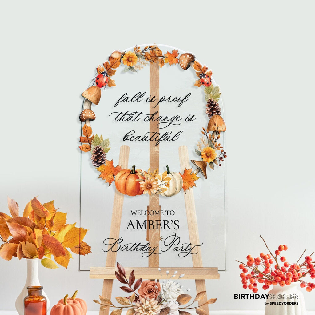 Fall Birthday Party Sign, Fall Birthday Welcome Sign - SpeedyOrders