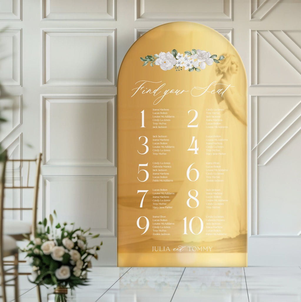 Find Your Seat Mirror Sign, Custom Gold Mirror Wedding Seating Chart - SpeedyOrders