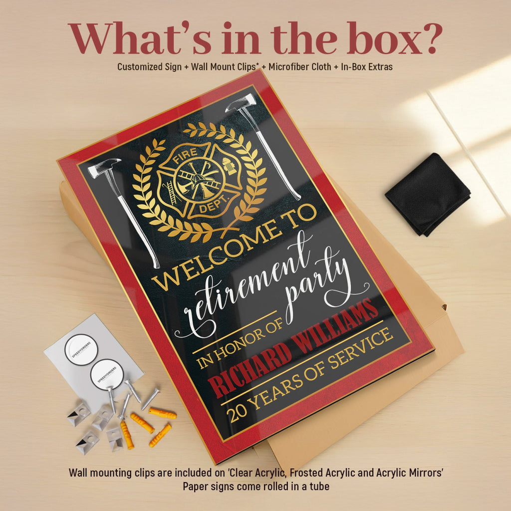 Firefighter Retirement Sign, Firefighter Retirement Welcome Sign - SpeedyOrders