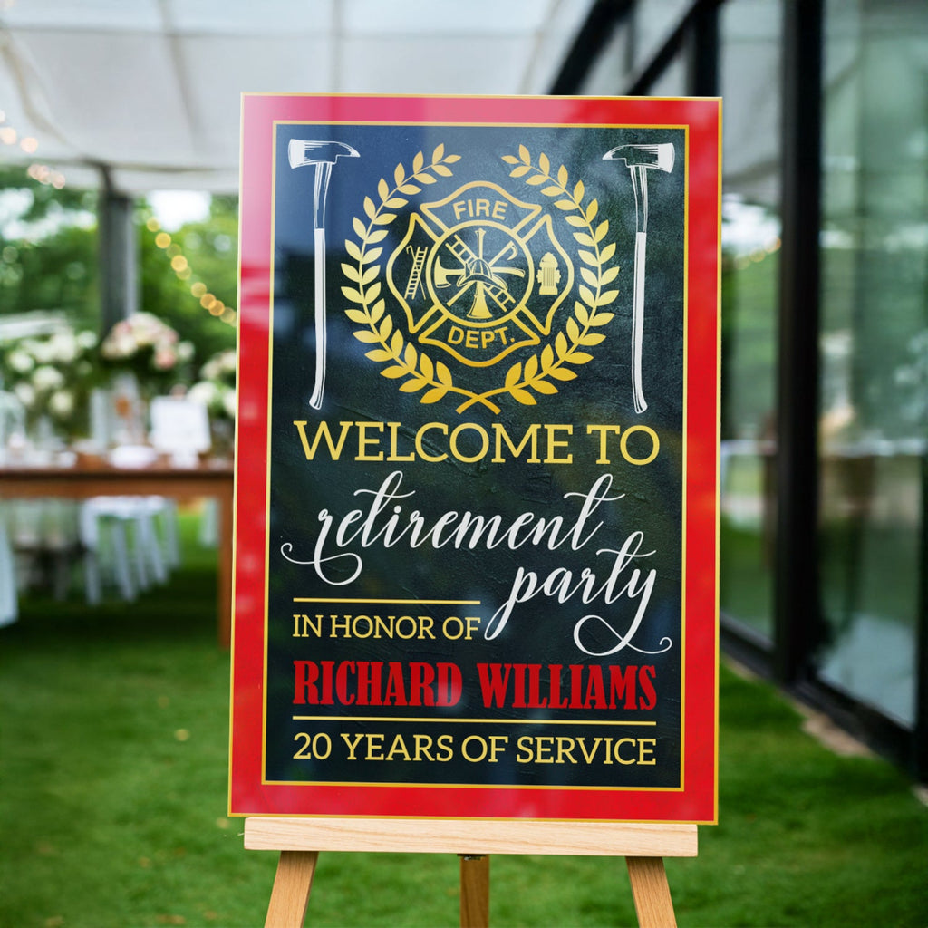 Firefighter Retirement Sign, Firefighter Retirement Welcome Sign - SpeedyOrders