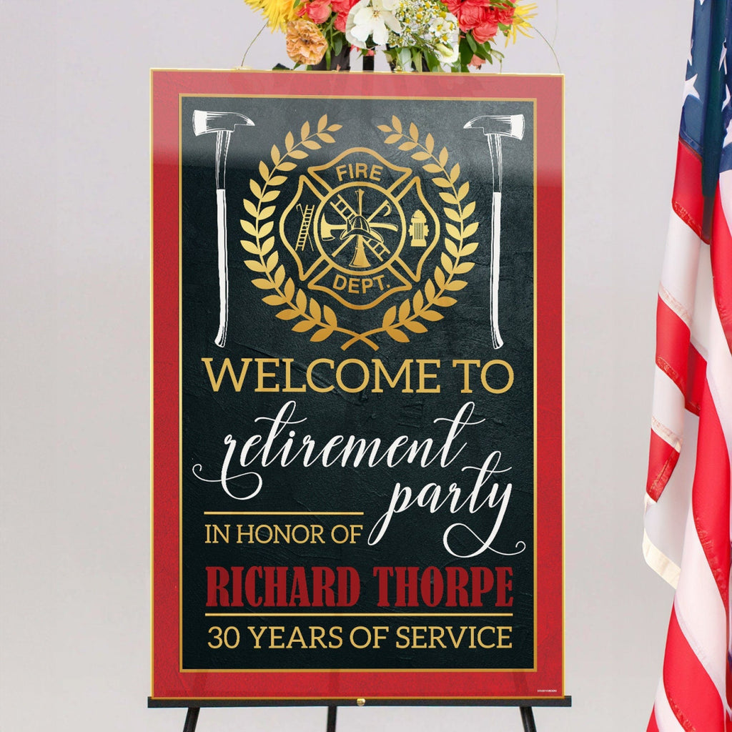 Firefighter Retirement Sign, Firefighter Retirement Welcome Sign - SpeedyOrders