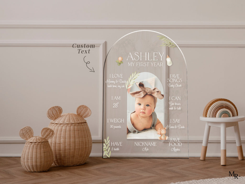 First Birthday Sign, Photo First Year Milestone Sign - SpeedyOrders