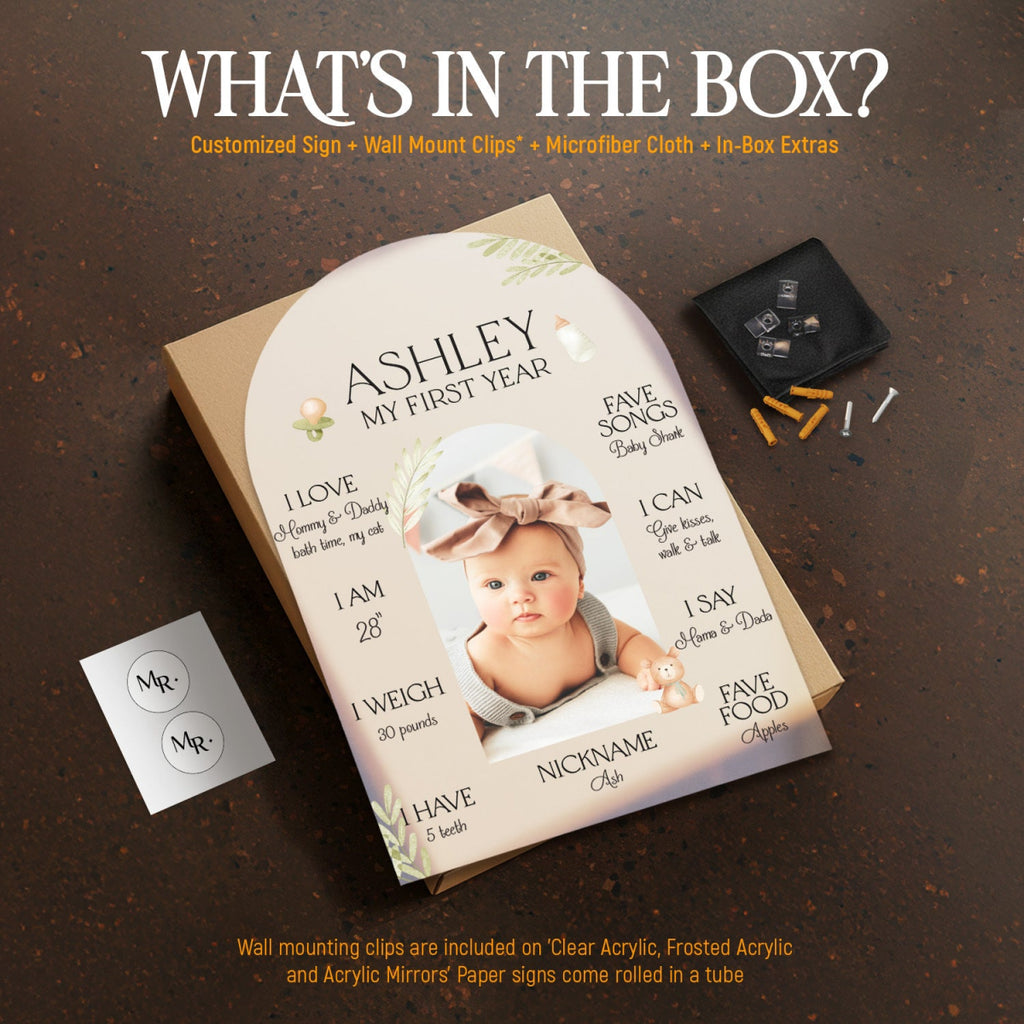 First Birthday Sign, Photo First Year Milestone Sign - SpeedyOrders