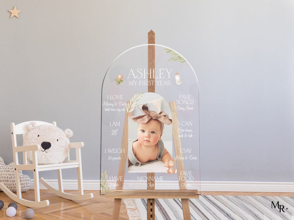 First Birthday Sign, Photo First Year Milestone Sign - SpeedyOrders