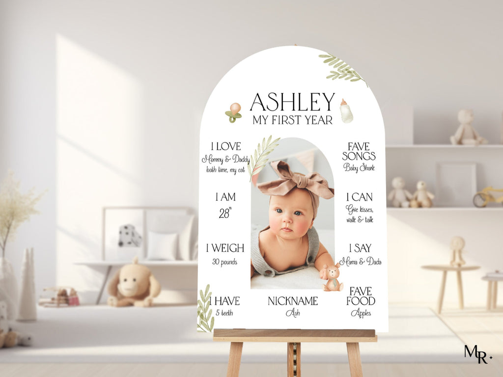 First Birthday Sign, Photo First Year Milestone Sign - SpeedyOrders