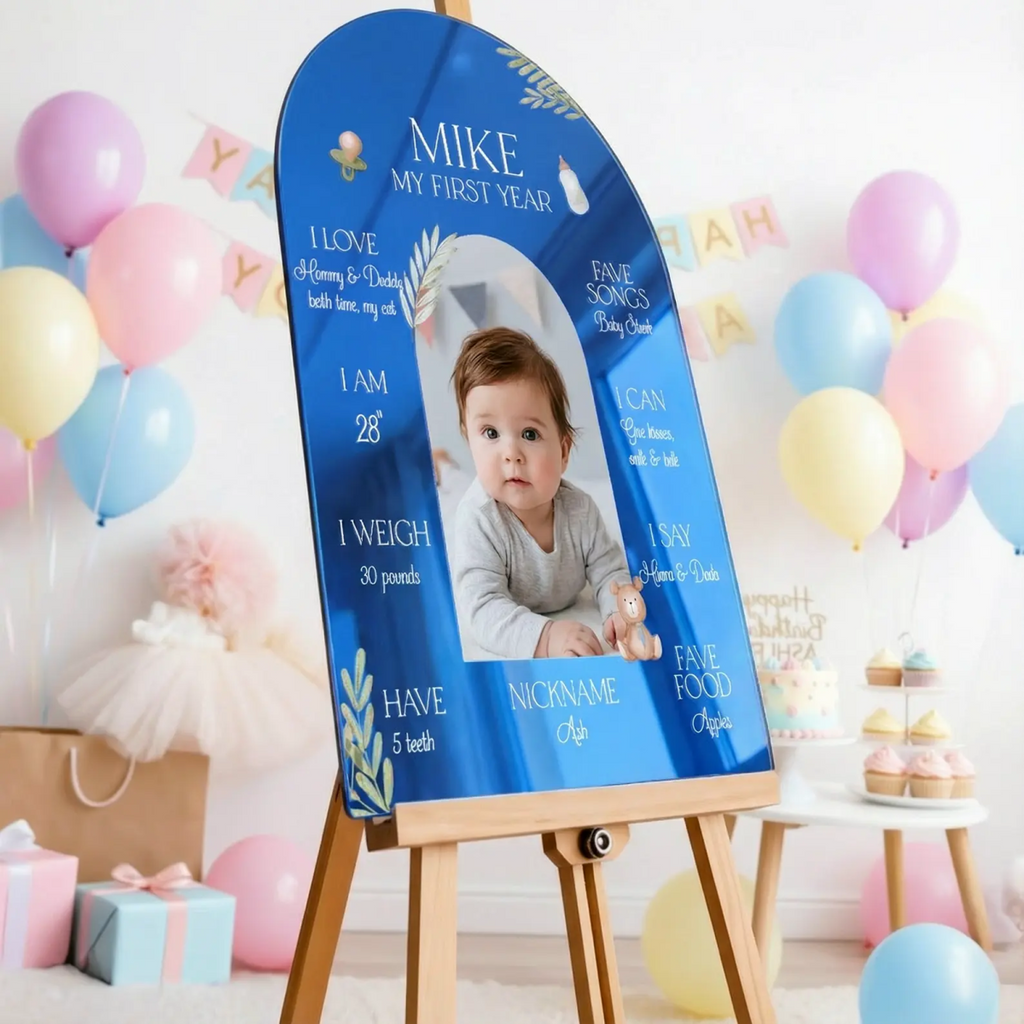 First Birthday Sign, Photo First Year Milestone Sign - SpeedyOrders