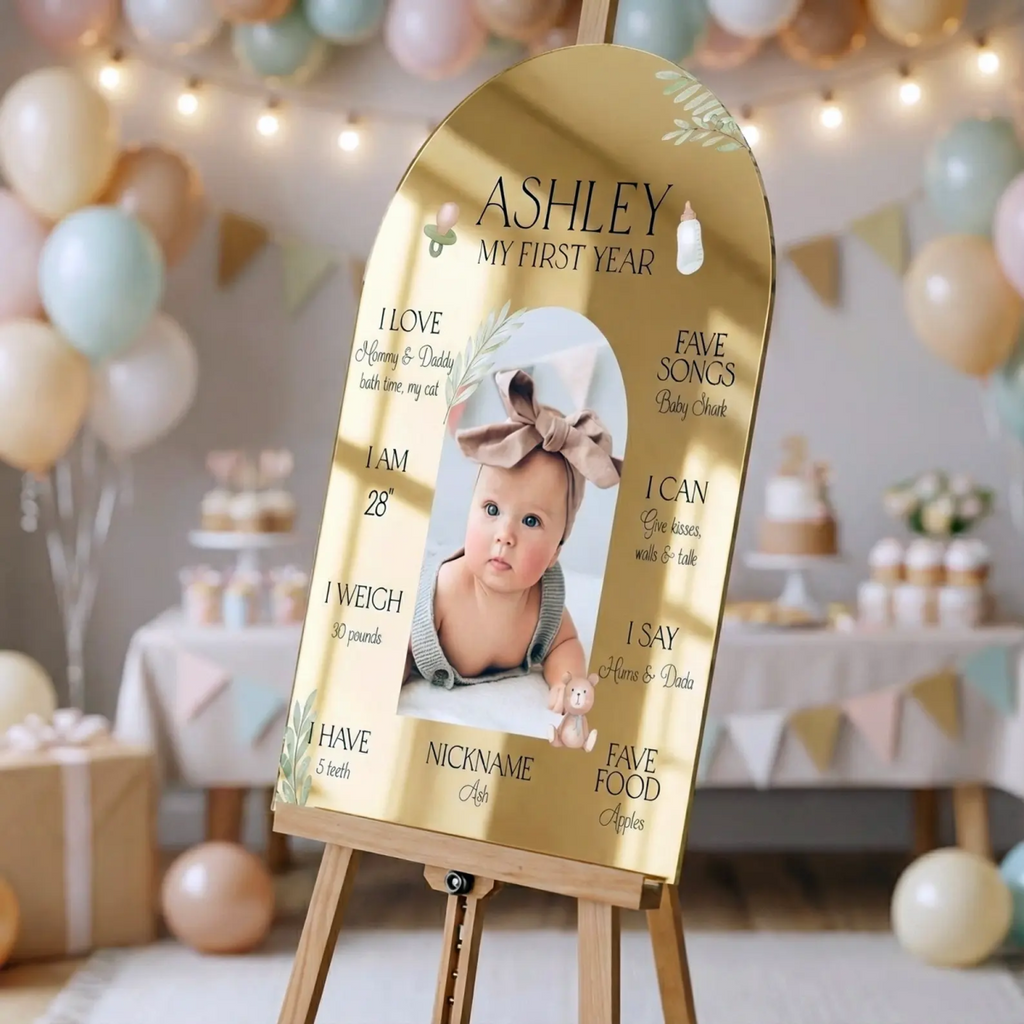 First Birthday Sign, Photo First Year Milestone Sign - SpeedyOrders