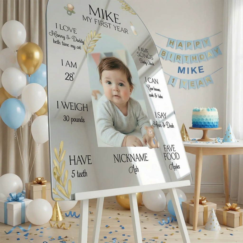 First Birthday Sign, Photo First Year Milestone Sign - SpeedyOrders