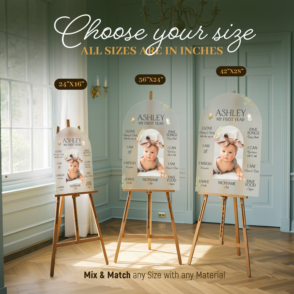 First Birthday Sign, Photo First Year Milestone Sign - SpeedyOrders