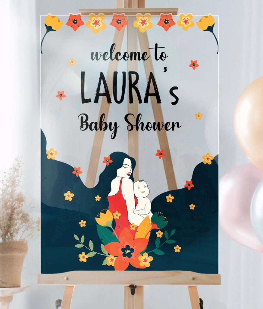 Floral Blossom Baby Shower Welcome Sign - SpeedyOrders