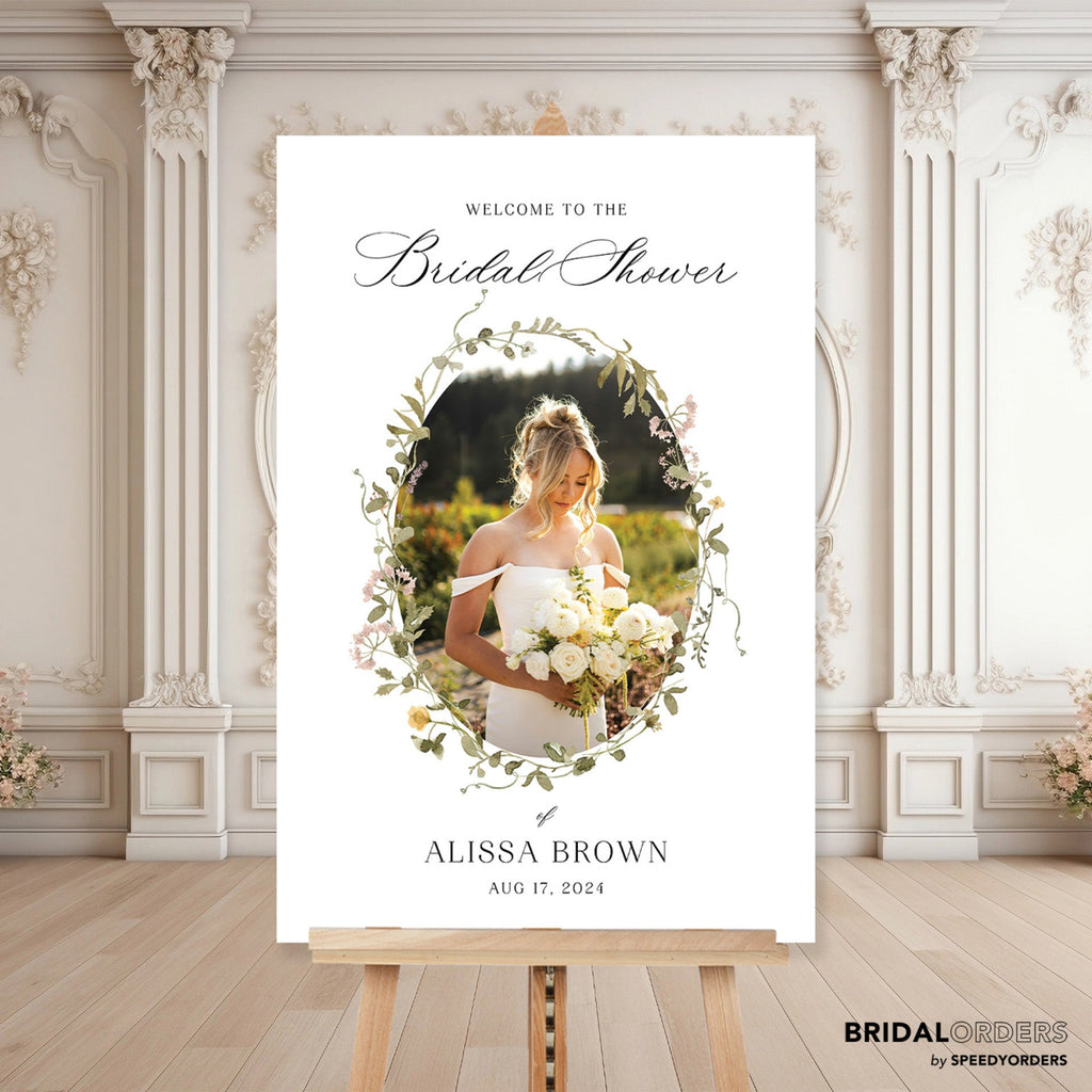 Floral Bridal Shower Sign With Custom Photo - SpeedyOrders