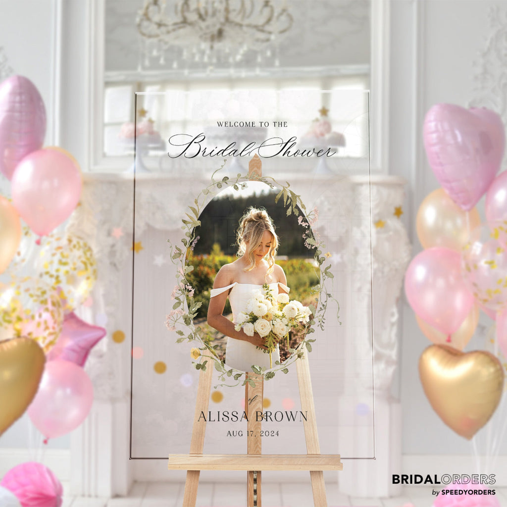 Floral Bridal Shower Sign With Custom Photo - SpeedyOrders