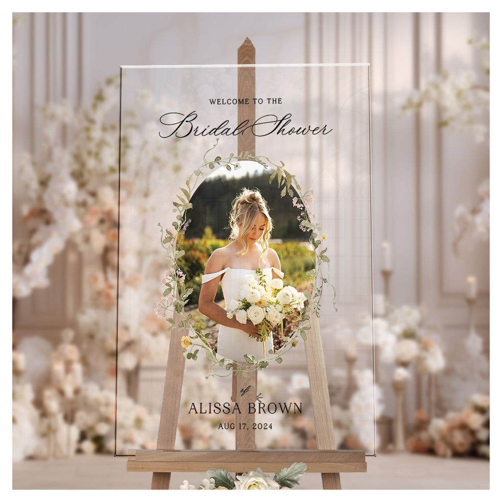 Floral Bridal Shower Sign With Custom Photo - SpeedyOrders