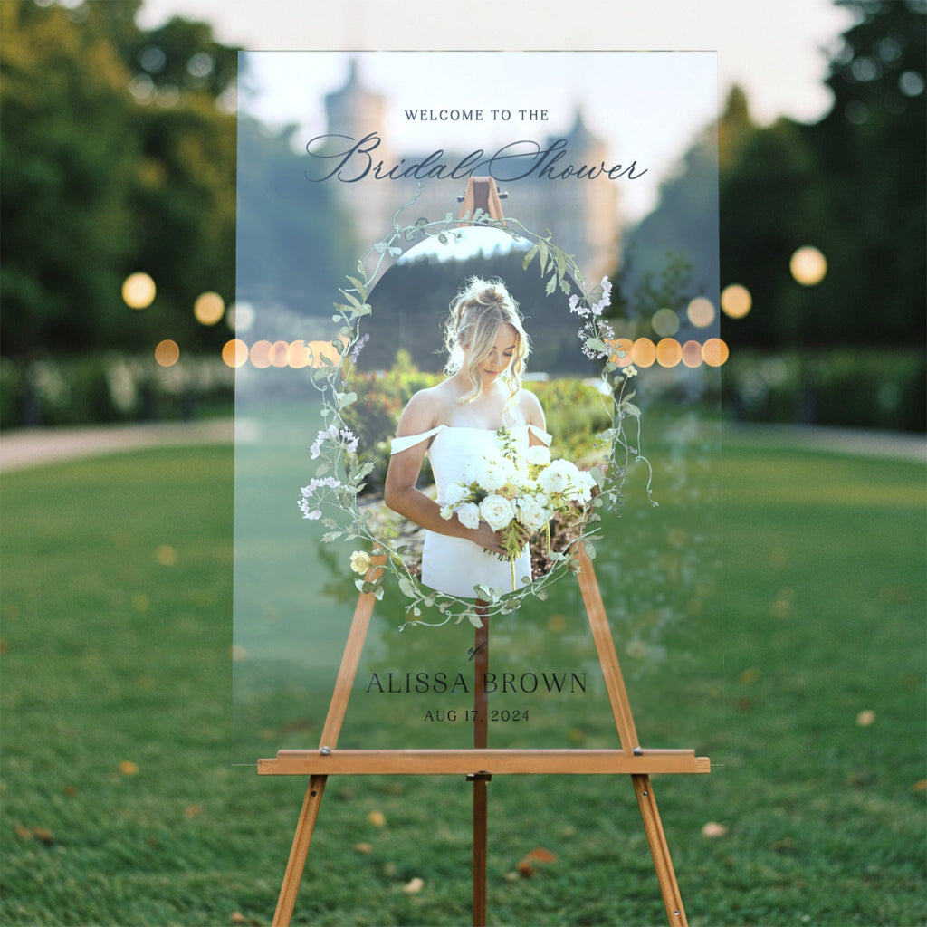 Floral Bridal Shower Sign With Custom Photo - SpeedyOrders