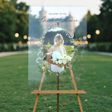 Floral Bridal Shower Sign With Custom Photo - SpeedyOrders